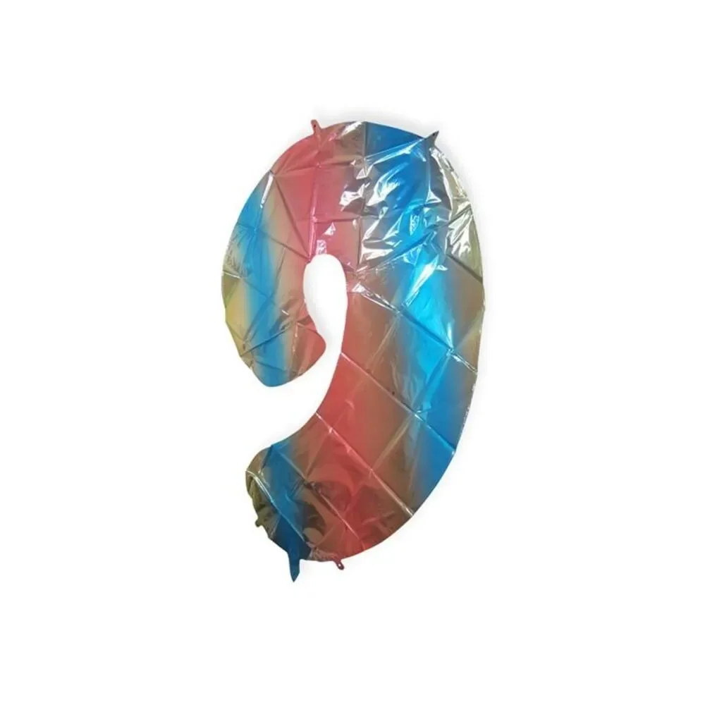 40 Inch Number 9 Rainbow Gradient Colorful Foil Ballon
